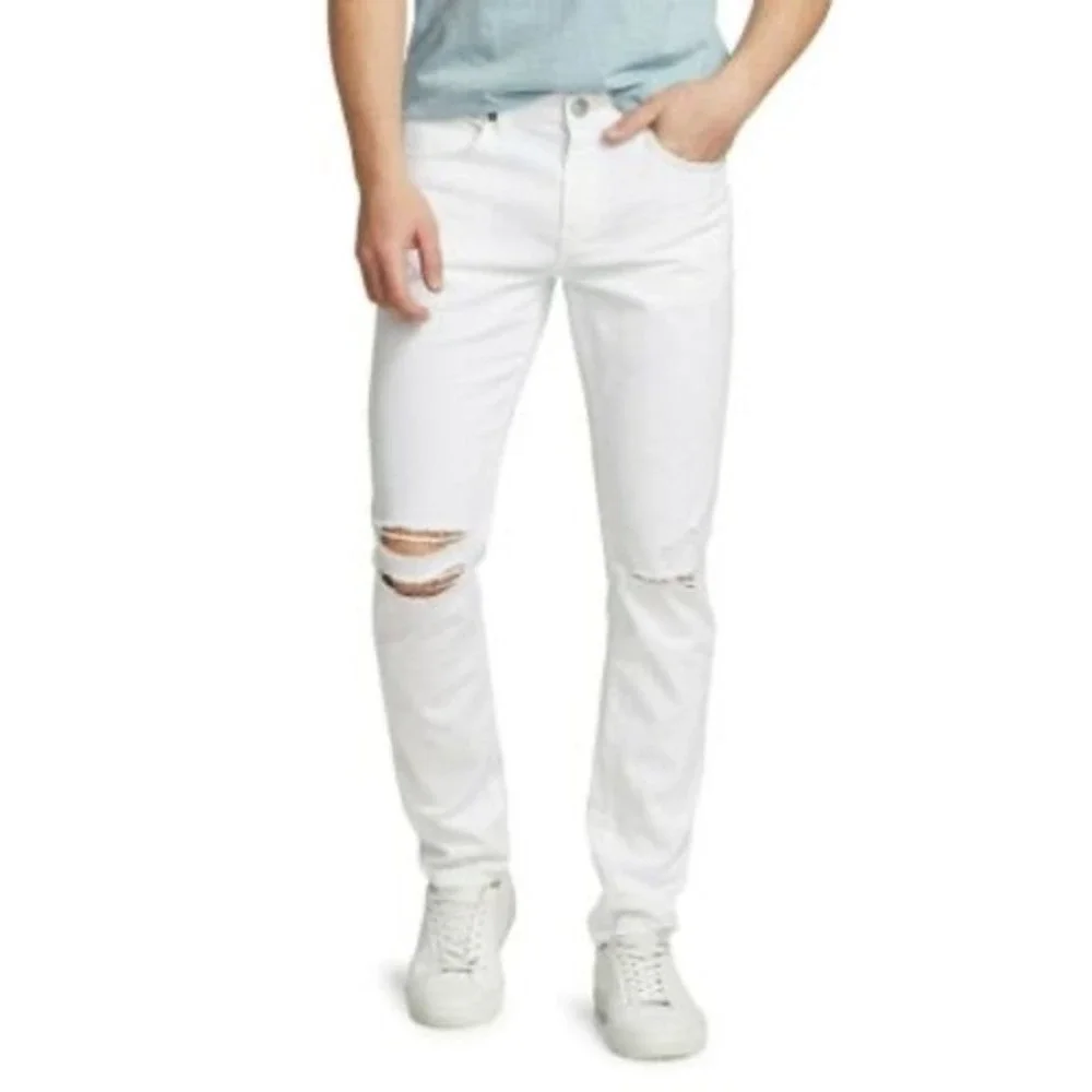 J Brand Tyler Slim Fit Distressed Ripped Jeans Mens 33 White (TXA1062)